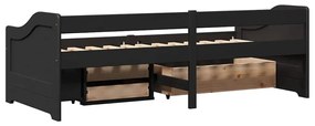 Napozóágy 3 fiókkal matrac nélkül IRUN Fekete 90x200 cm