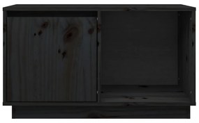 fekete tömör fenyőfa TV-szekrény 74x35x44 cm