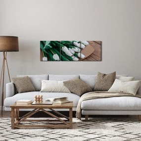 Egy csokor fehér tulipán képe (órával) (90x30 cm)