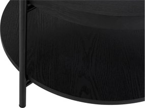 Fekete kerek dohányzóasztal tölgyfa dekorral ø 64 cm Hagen – Bonami Essentials