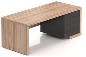 Lineart asztal 200 x 85 cm + jobb konténer, világos szil / antracit