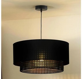 Duolla - Csillár zsinóron BOHO RATTAN 1xE27/15W/230V átm. 45 cm fekete