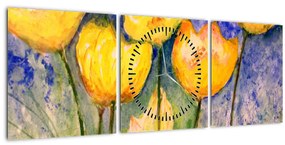 Kép - sárga tulipán (órával) (90x30 cm)