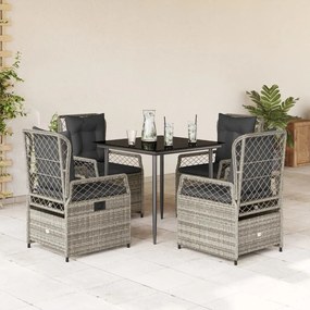 5 részes szürke polyrattan kerti étkezőgarnitúra párnával