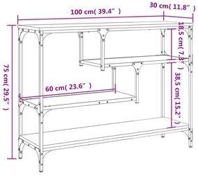 barna tölgyszínű szerelt fa tálalóasztal 100x30x75 cm