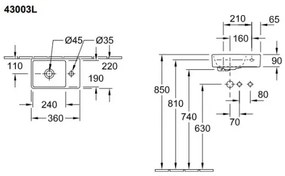 Villeroy & Boch 43003L01 - AVENTO függesztett mosdó 36x22 cm kerámia/fehér