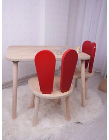Gyerekasztal székekkel Bunny One Chair Set - Red, Brown