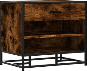 vidaXL cipőpad füstölt tölgy 60x40x53,5 cm fából és fémből készült
