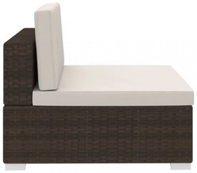 3 részes barna polyrattan kerti kanapészett párnákkal