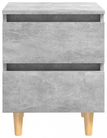 2 db betonszürke éjjeliszekrény tömör fenyő lábakkal 40x35x50cm