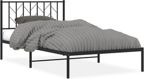 vidaXL fekete fém ágykeret fejtámlával 107 x 203 cm