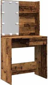 vidaXL antik fa fésülködőasztal LED-del 74,5 x 40 x 141 cm