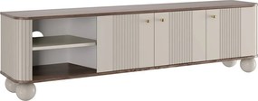 Vesper TV-szekrény 187 cm háromajtós - kasmír / dió / arany fogantyúk / gömb lábak
