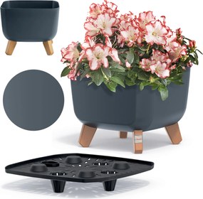 Kerti Virágtartó 24 Cm-es Lábakon Dekoratív Antracit