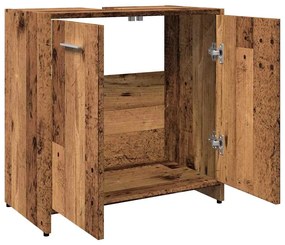 antik fa színű szerelt fa fürdőszobai mosdószekrény 60x33x60 cm