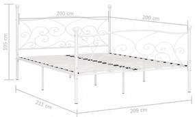 fehér fém ágykeret lécezett ágyráccsal 200 x 200 cm