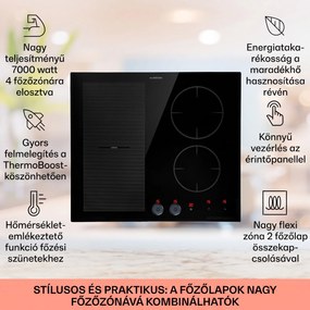 Klarstein Magnichef 4 Flex, beépített indukciós főzőlap,7000 W, 4 zóna, üvegkerámia