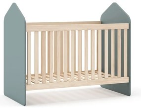 Natúr színű-szürkészöld babaágy 60x120 cm borovi fenyő dekorral Estefania – Marckeric