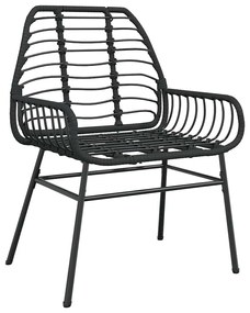 5 részes fekete polyrattan üveg kerti étkezőgarnitúra