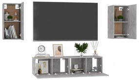 4 részes betonszürke szerelt fa TV-szekrényszett
