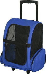 PawHut 2 az 1-ben Kiskedvenc Szállító Hátizsák vagy Utazókocsi Kutya és Macska Részére 2 Kerekével, Kihúzható Alumínium Fogantyúval, Zsebekkel 42x25x5