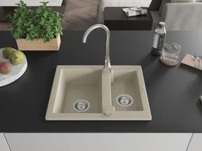 Mexen Carlos, gránit mosogató 582x475x177 mm, 1,5 kamrás, bézs, 6518581500-69