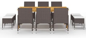 vidaXL 11 részes barna kerti étkezőgarnitúra