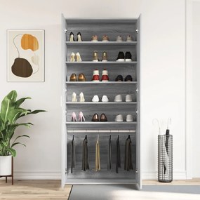 Szürke sonoma cipőtartó 80x39x180 cm Műszakilag megmunkált fa