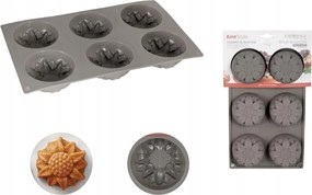 Szilikon muffin forma 6 db-os virág, szürke