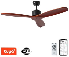 ZEVENTI - Mennyezeti ventilátor CUENCA Wi-Fi Tuya fekete/tölgy + távirányító