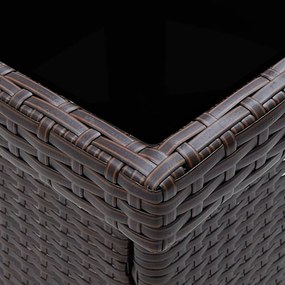 5 részes barna polyrattan és edzett üveg kerti étkezőszett
