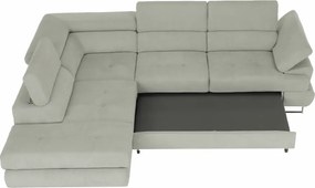 Ülőgarnitúra tárolóhellyel, világosszürke, szövet, balos, BUTON R