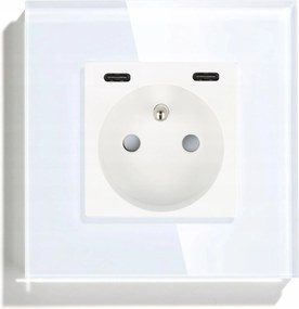 Usb C+C Gyorstöltő Aljzat Fehér tűvel 4A 20W