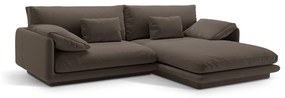Barna bársony sarokkanapé (jobb oldali-heverő résszel) Torino – Micadoni