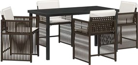 vidaXL Kert étkező szett 5 pcs Barna polirattan