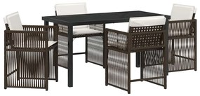 vidaXL Kert étkező szett 5 pcs Barna polirattan