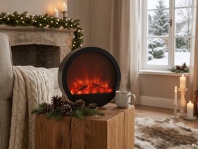 LED dekoráció kerek kandalló COZY WARM 35x34,5 cm, fekete