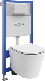 Mexen Rico WC falba alatti szett Fenix Slim kerettel, WC csésze és lassan záródó ülőke, matt fehér - 61030724001