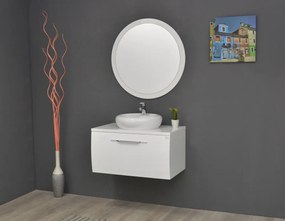 TMP MOON fürdőszobai tükör 80 cm - fehér keret - kerek