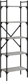 vidaXL 5 szintes szürke sonoma színű fa könyvespolc 56 x 31,5 x 174 cm