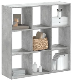 betonszürke szerelt fa könyvespolc 102 x 32 x 102 cm