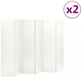 2 db fehér acél 6-paneles térelválasztó 240 x 180 cm