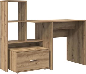 vidaXL Asztal fiókkal Artisan tölgy 131,5 x 50 x 106,5 cm Faanyag