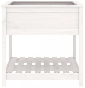 fehér tömör fenyőfa növénytartó polccal 82,5x82,5x81 cm