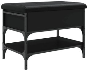 fekete szerelt fa cipőtároló pad 62 x 42 x 45 cm