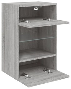 szürke sonoma színű fali TV-szekrény LED-del 40x30x60,5 cm