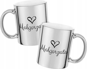 Nyomtatott bögre Az Ön Neve Minta Ezüst Metál Kreátor