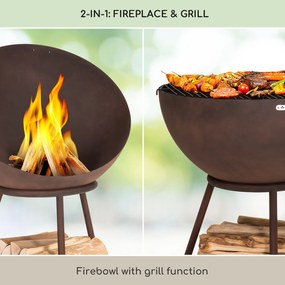 Blumfeldt Azuma, tűzrakóhely, Ø 66 cm, 2 mm, faszén- és grillrács, esővédő, piszkavas
