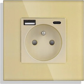 Kontakt Flex Aljzat Tűvel Fali Üveg Szimpla Usb A+c Arany