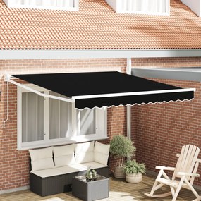 Manuális Behúzható Napellenző Fekete 300x250 cm